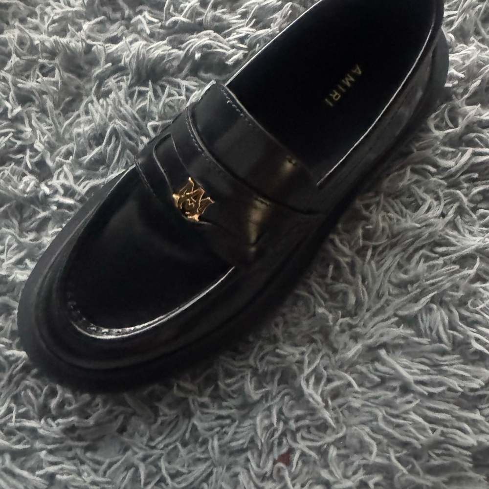 AMIRI Black Loafers with Gold Detail